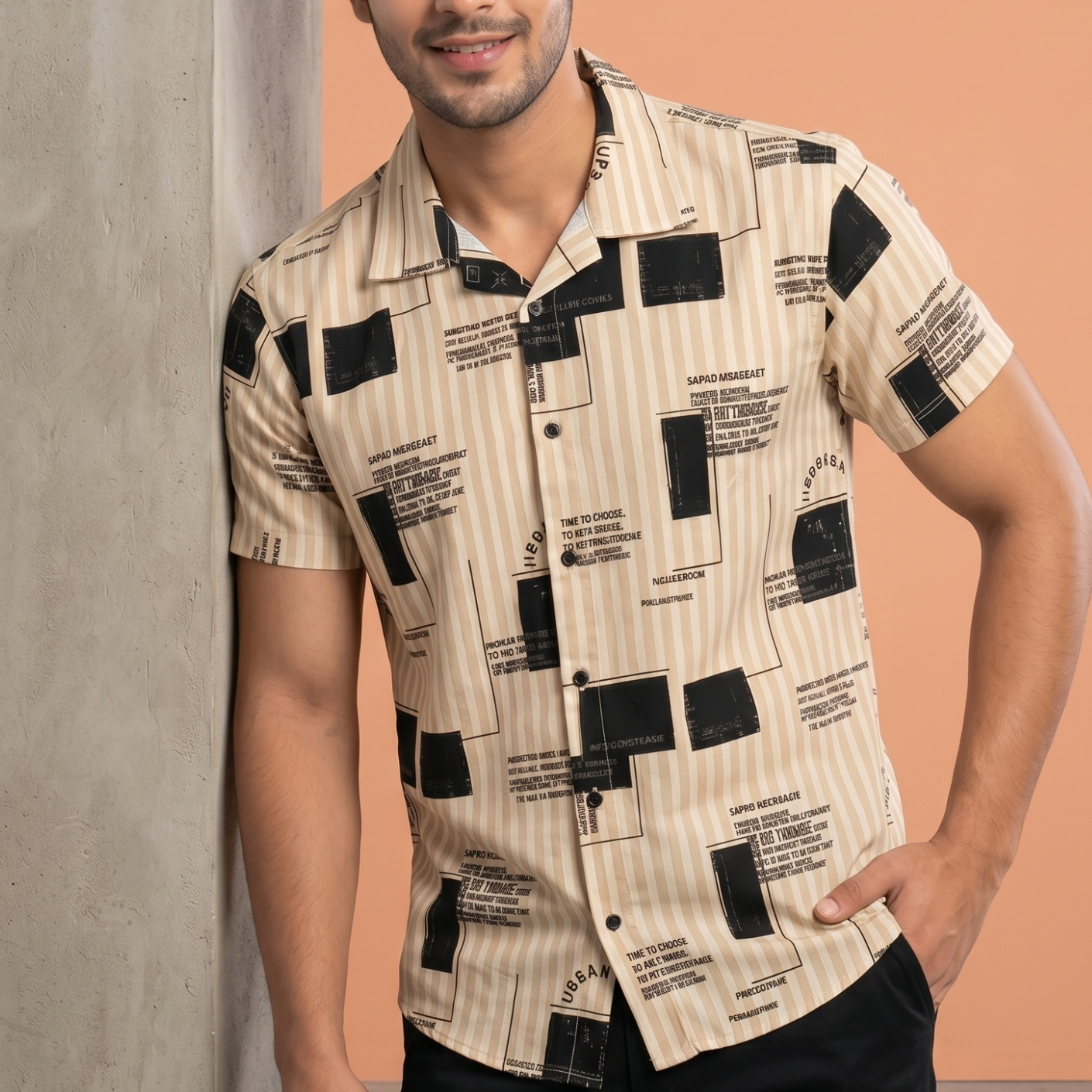 Beige Black Box Shirt