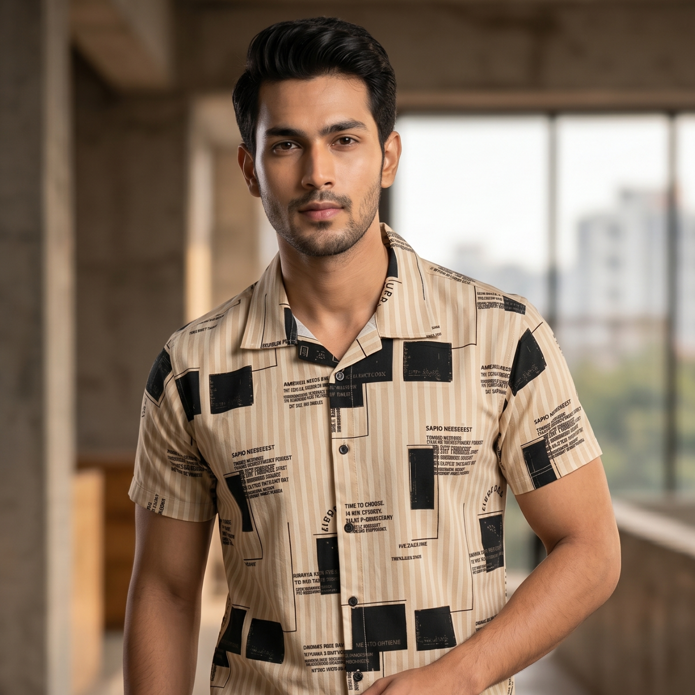 Beige Black Box Shirt