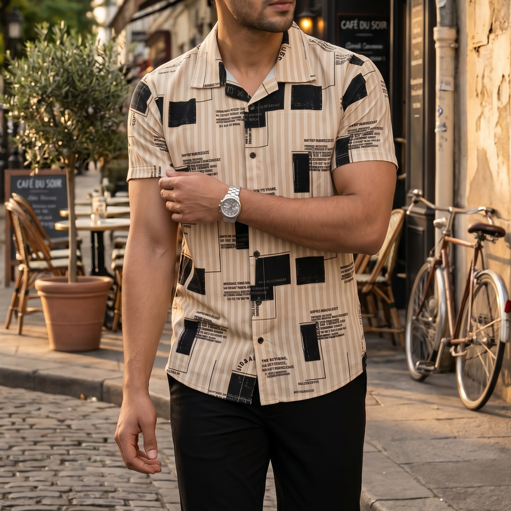Beige Black Box Shirt