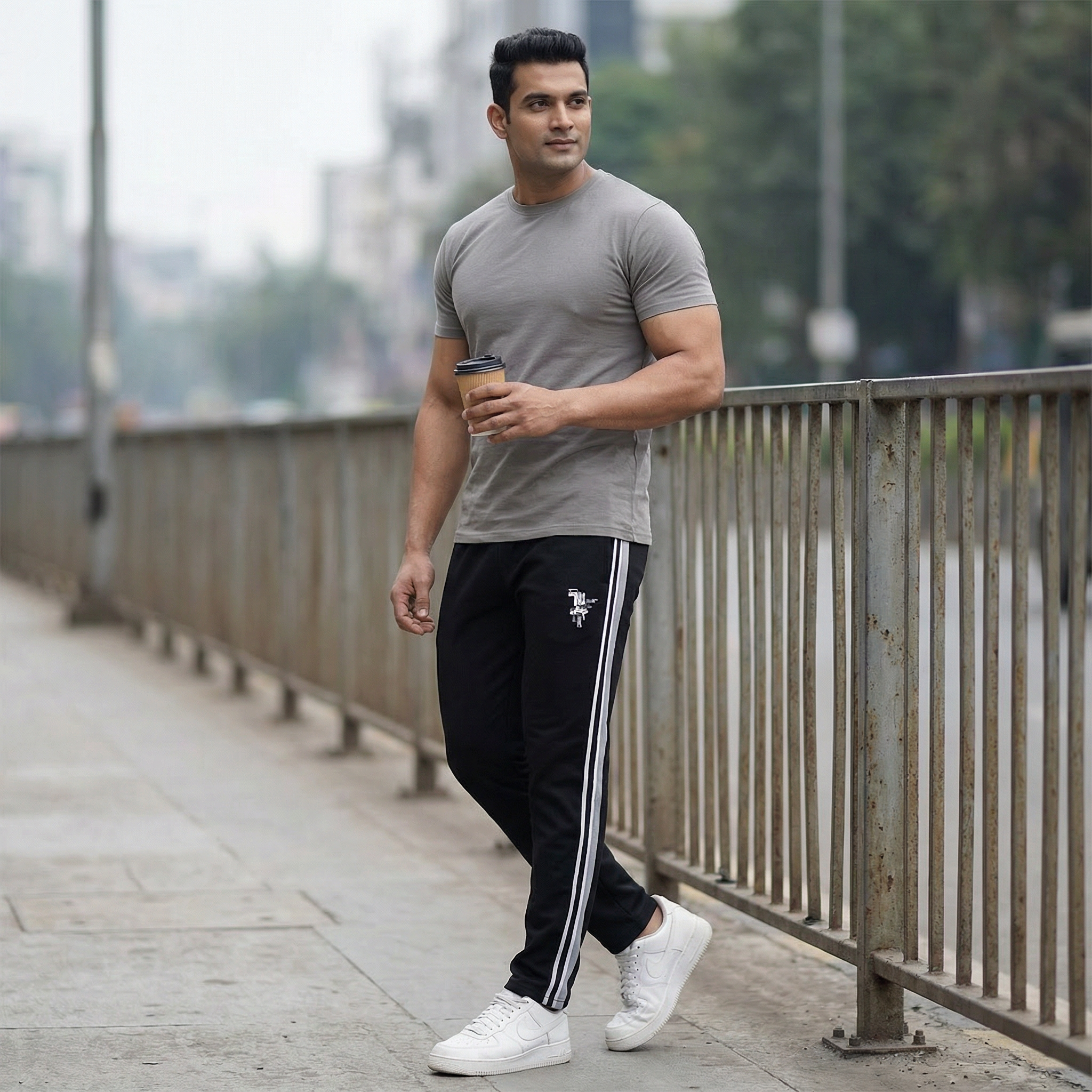 Number 1 Black Track Pant