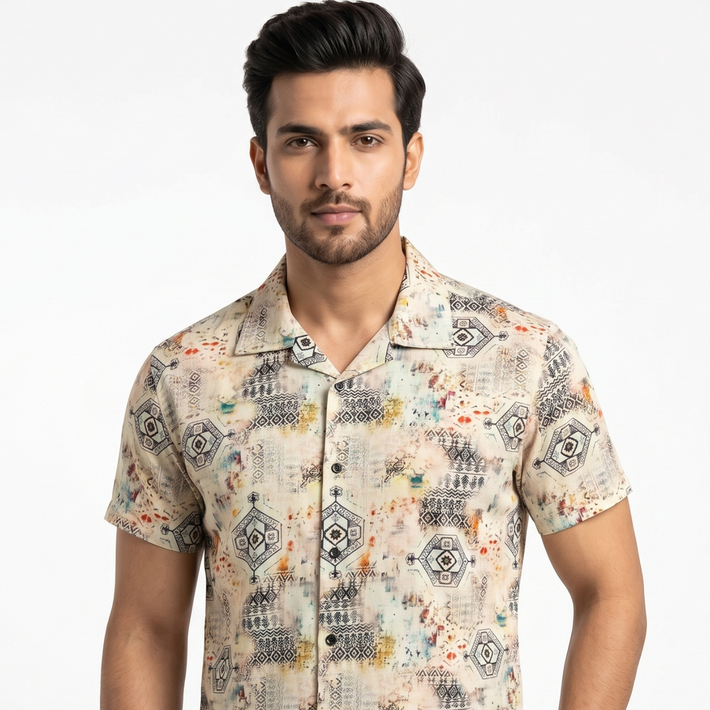 Beige Ancient Pattern Shirt