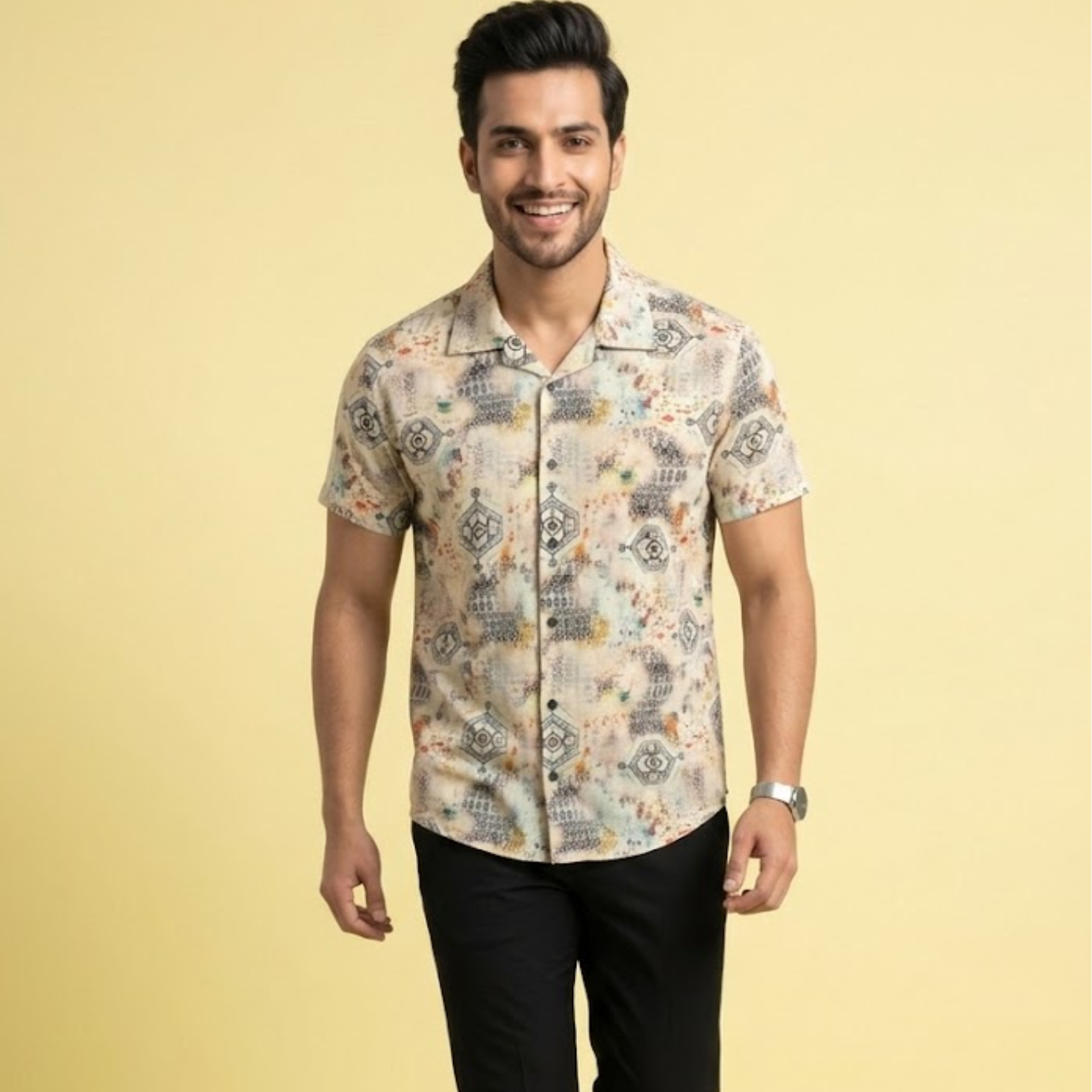 Beige Ancient Pattern Shirt