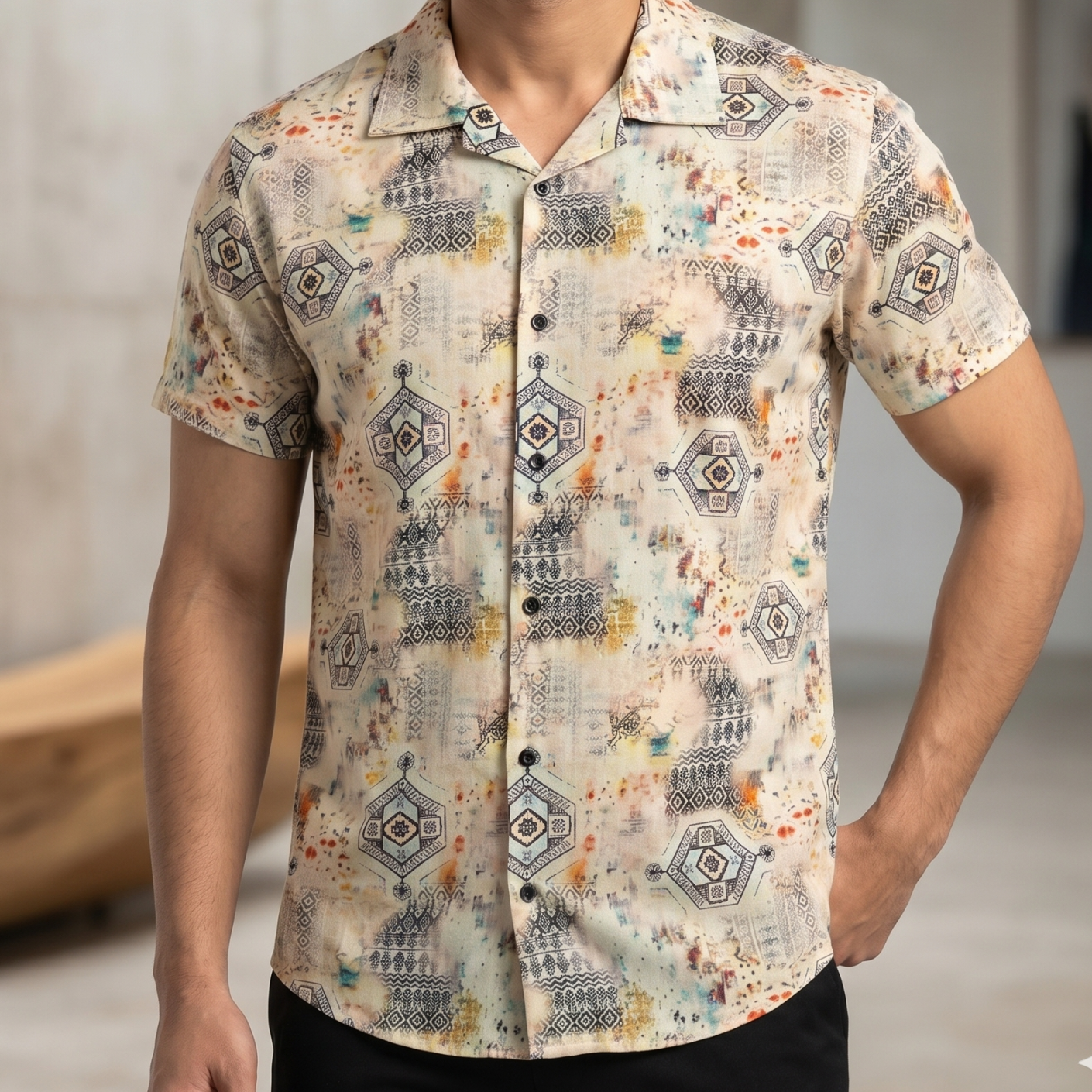 Beige Ancient Pattern Shirt