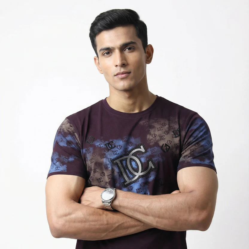 DC Purple T-shirt + SU White Track Pant