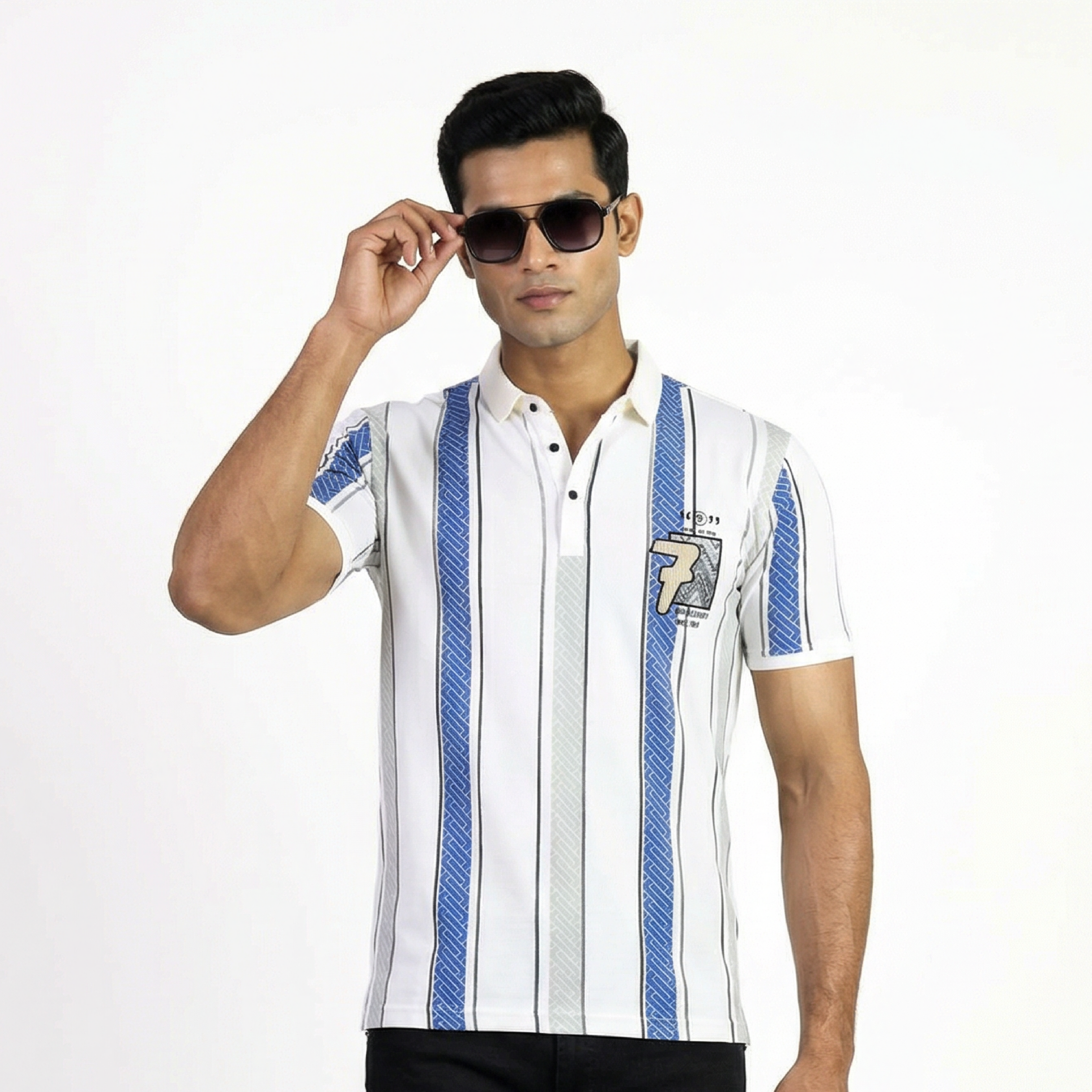 7 Blue White Stipes T-shirt