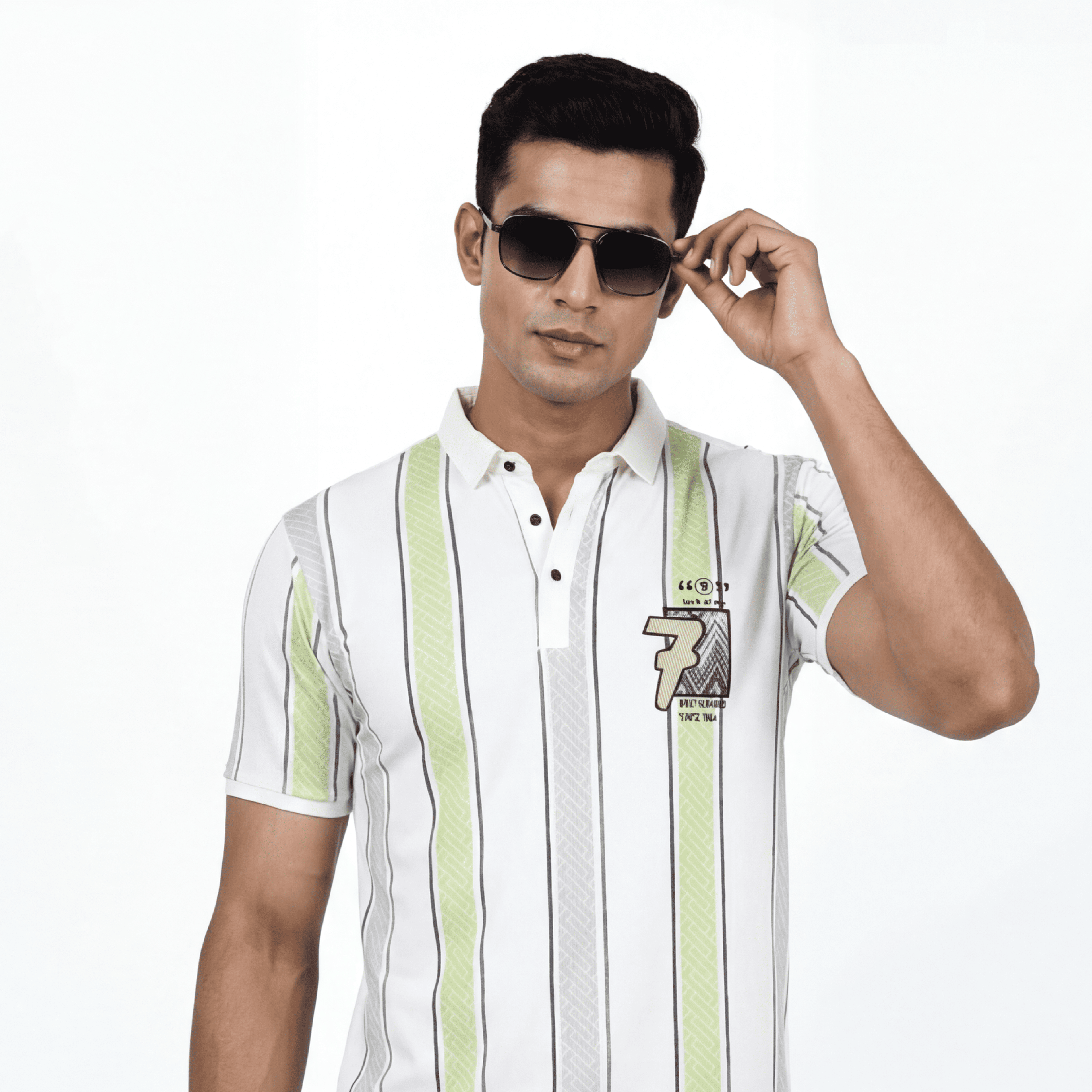 7 Lime White Stripes T-shirt