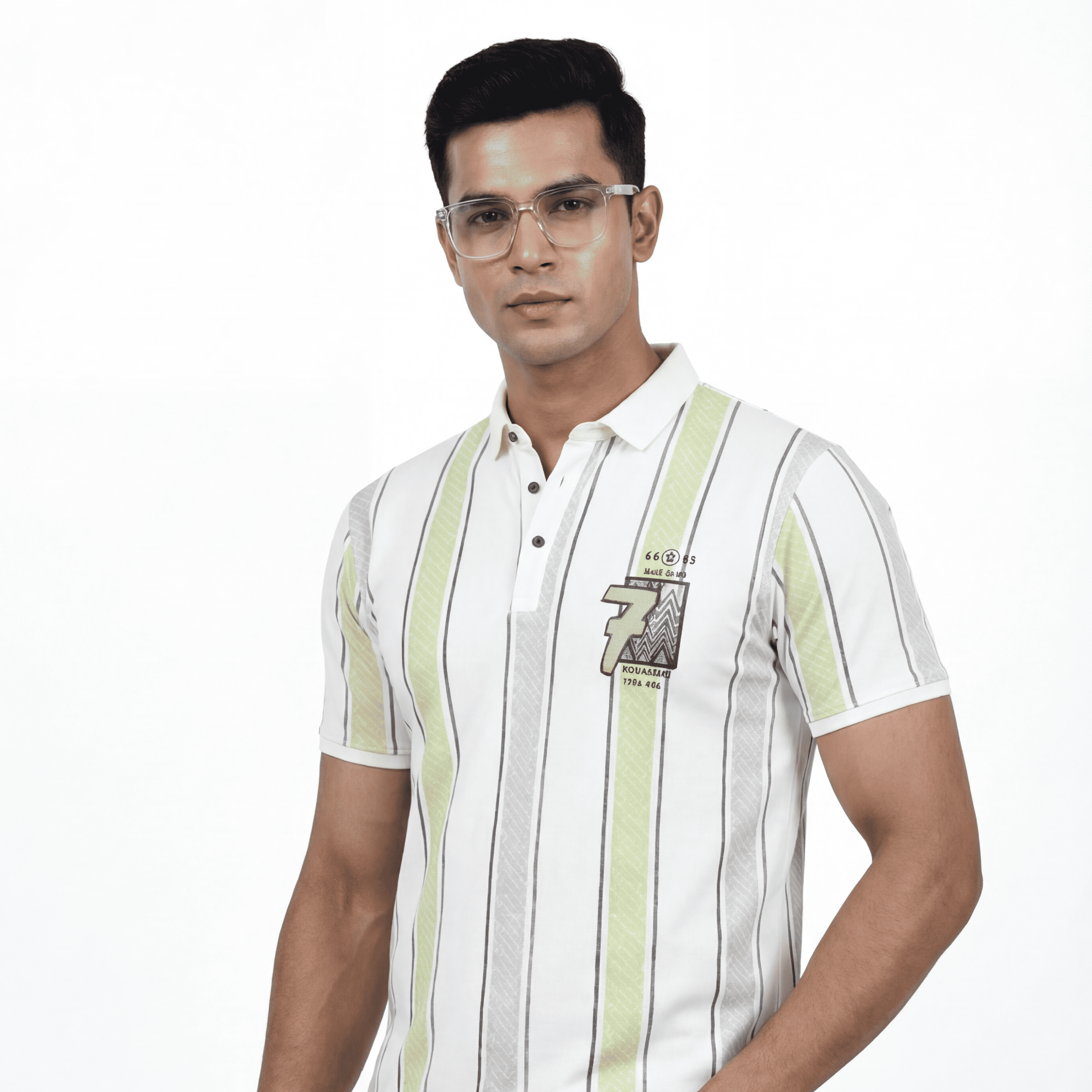 7 Lime White Stripes T-shirt