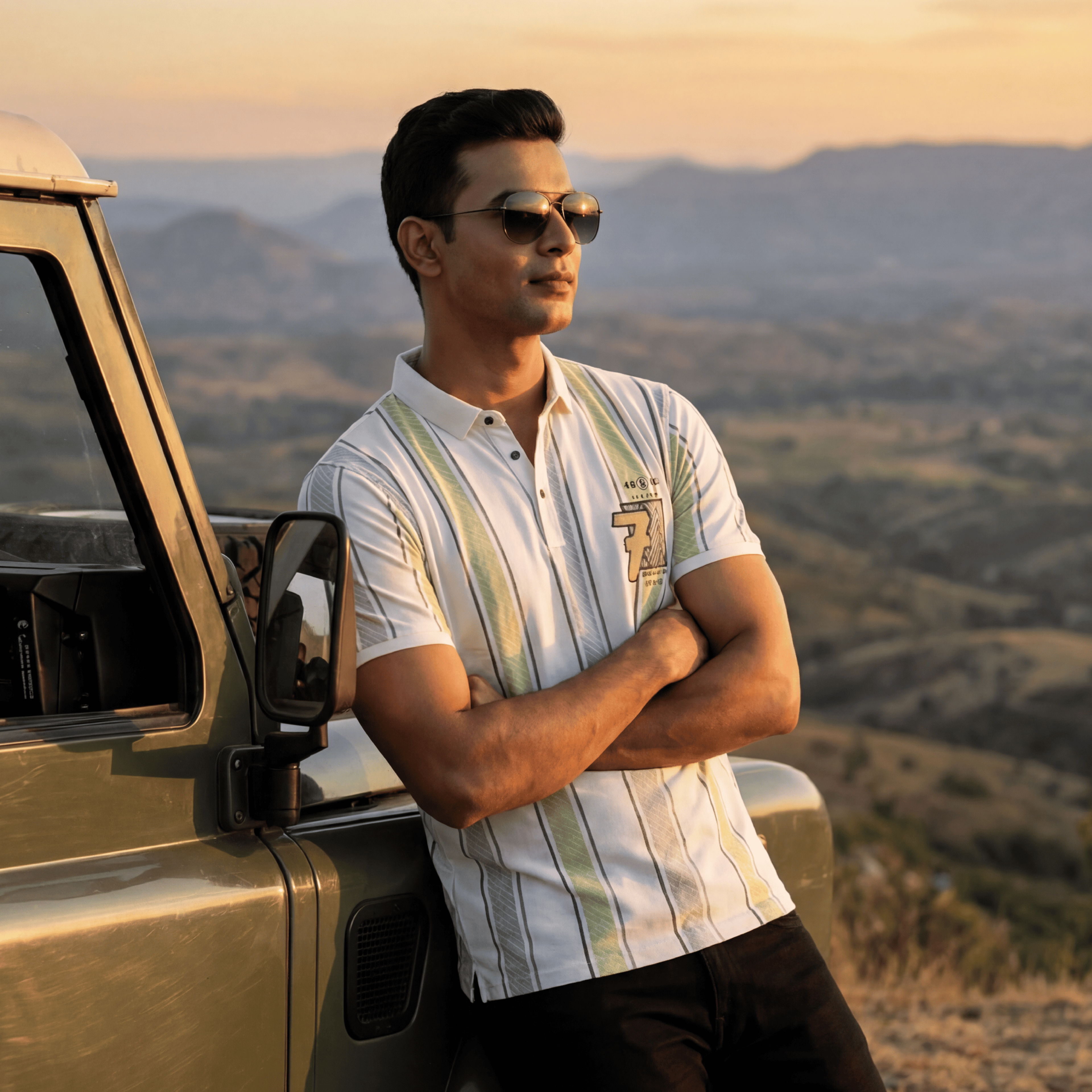 7 Lime White Stripes T-shirt