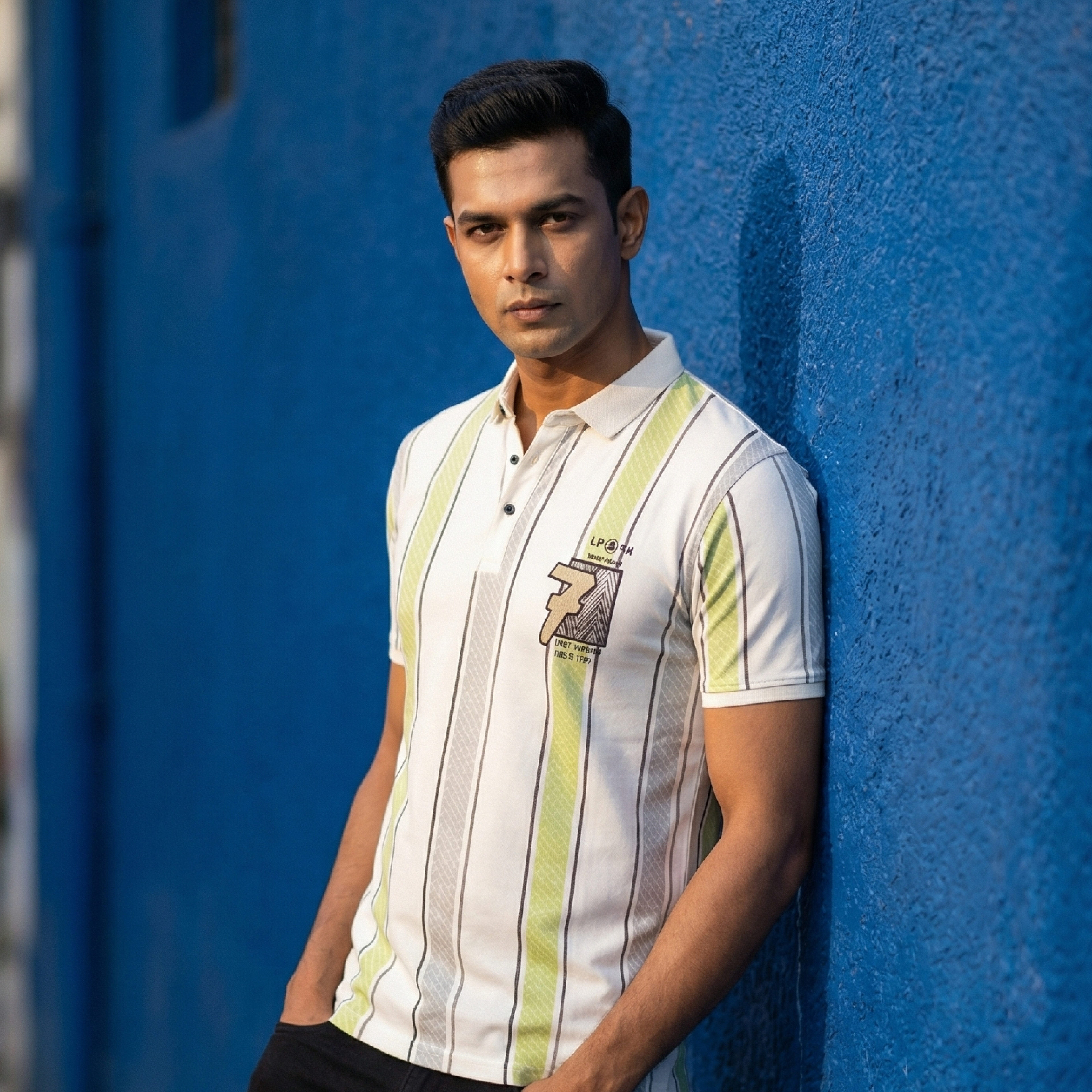 7 Lime White Stripes T-shirt